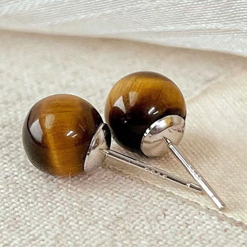 Tigerauge Ohrringe Schutz Silber Ohrstecker Boho Schmuck spirituell Edelstein