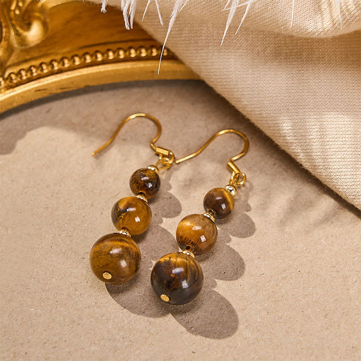 Ohrringe Tigerauge Perlen – Stärke gold Boho Schmuck spirituell Ohrhänger