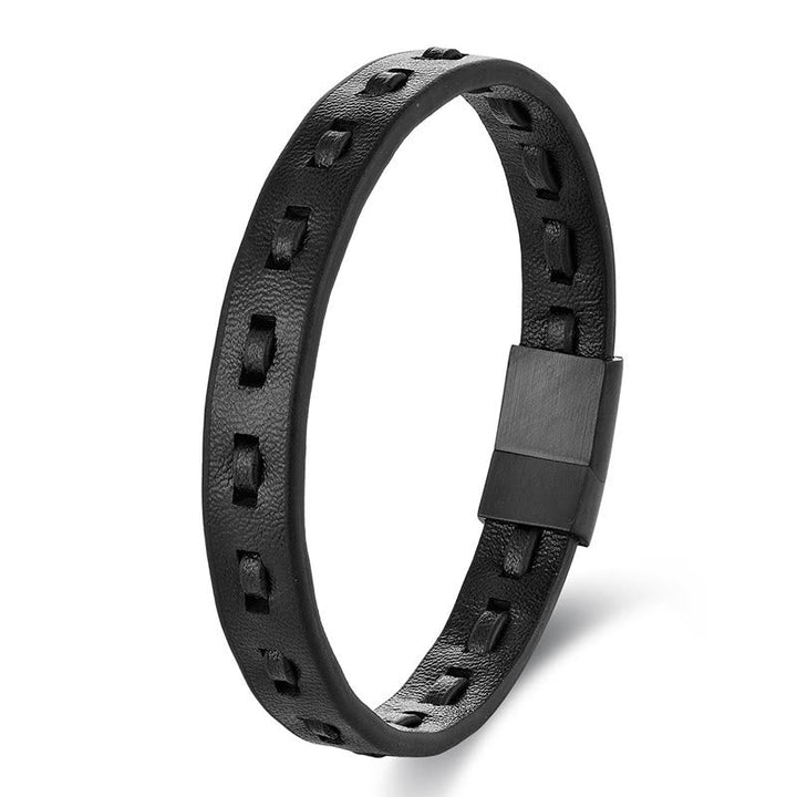 Armband Titanstahl Buckle Layered Geflochten Leder – Ruhe