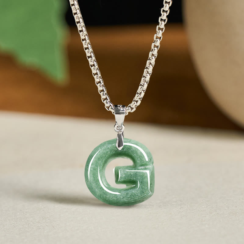 Kette Jade Buchstabe Titanstahl Natur – Wohlstand