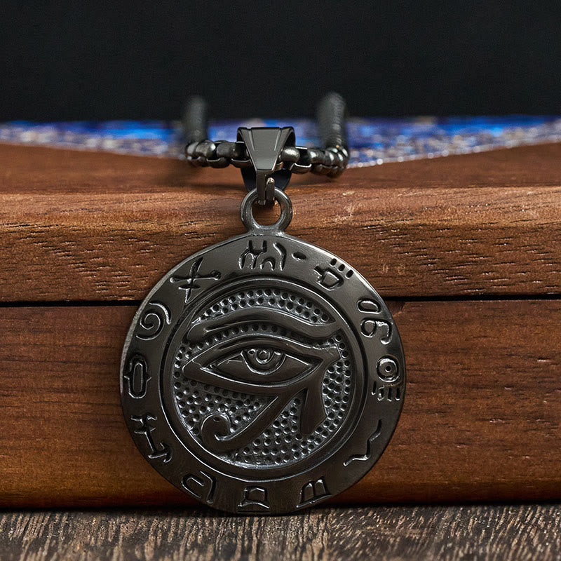 Titanstahl Kette Anhänger Böses Auge Amulett Schutzstein Balance Schmuck