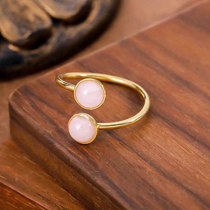 Ring Titanstahl Balance Ruhe Rosenkristall Gold für Harmonie