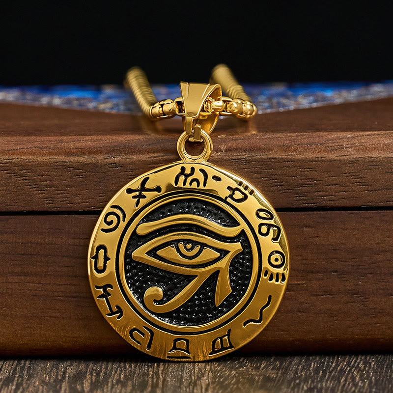 Goldener Kette Titanstahl Böses Auge Anhänger Balance Holz