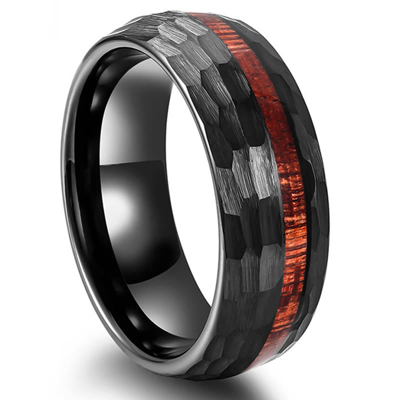Titanstahl Ring Texturiert mit rotem Inlay Stärke Eleganz