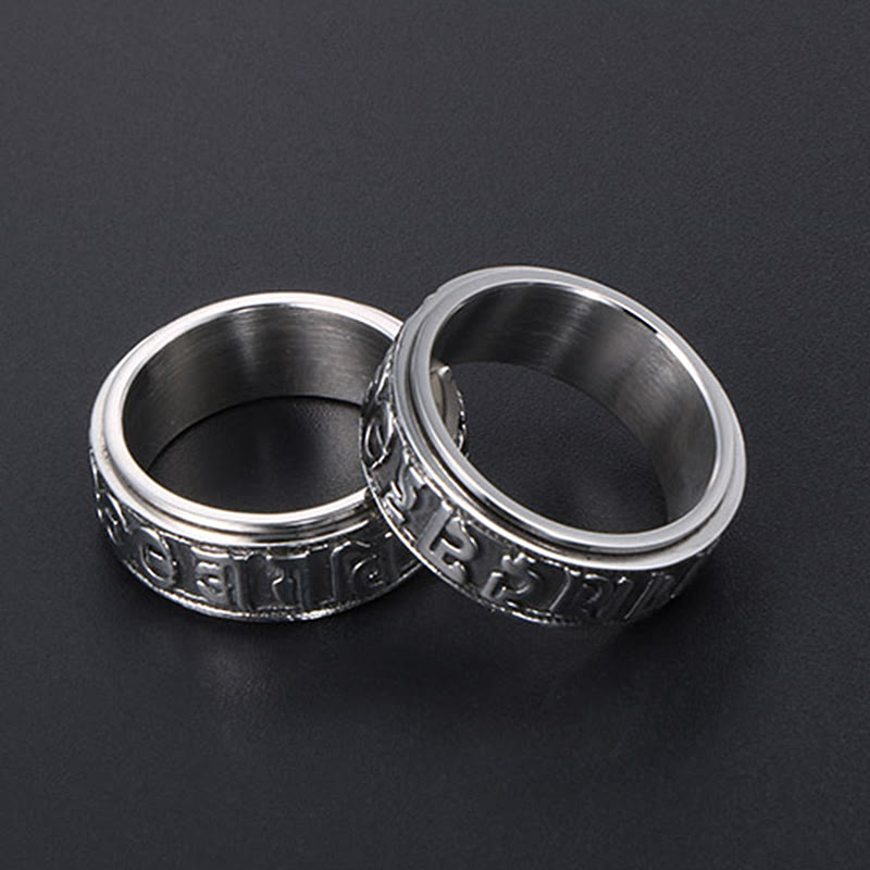Ring Titanstahl Om Mani Padme Hum Balance für Innere Harmonie