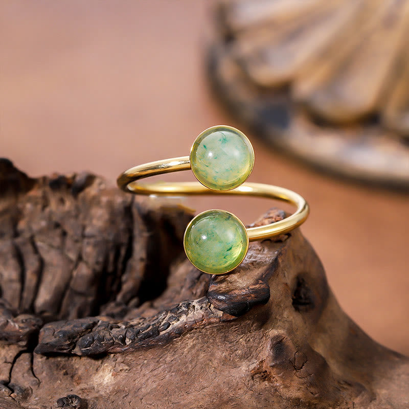 Ring Titanstahl mit grünem Stein Balance Ruhe Harmonie Chakra