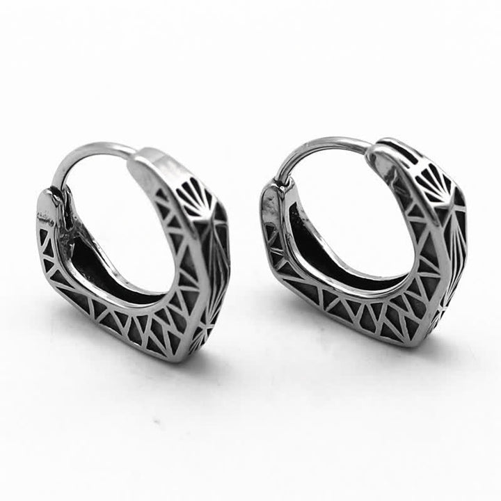 Ohrringe Titanstahl Wikinger Creolen Balance Silber geometrisch Schmuck spirituell