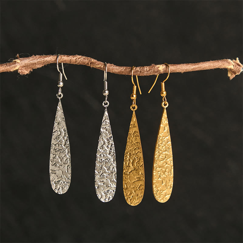 Ohrringe Titanstahl Hammerschlag Tropfen Silber Gold Boho Schmuck spirituell