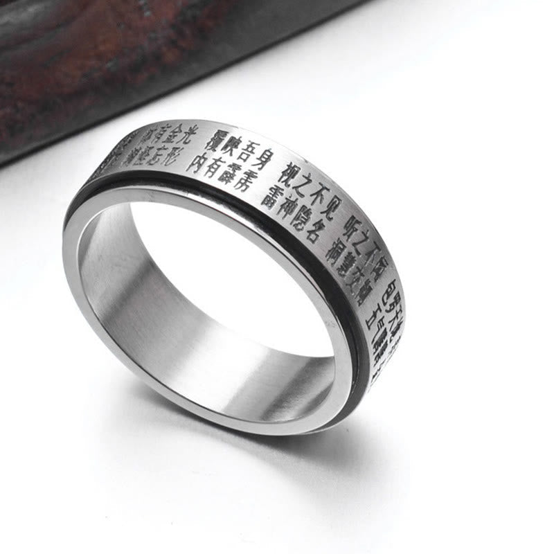 Ring Titanstahl mit Yin Yang Bagua Design Balance Fengshui Kraft