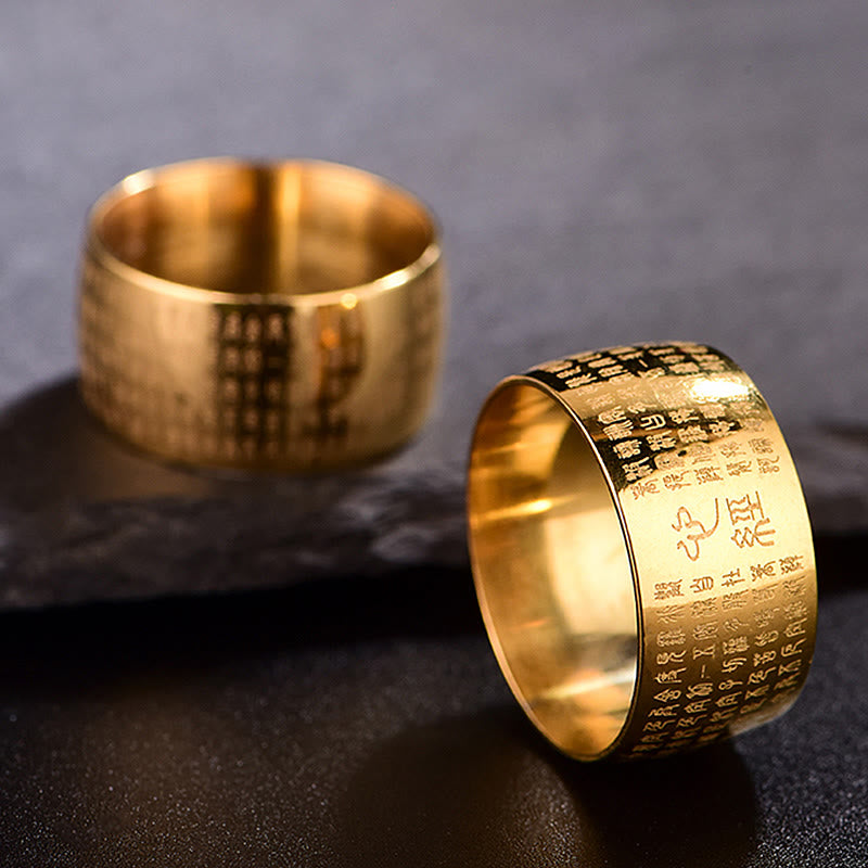 Ring Titanstahl tibetisches Siegel Herzsutra Balance Schutz Glück