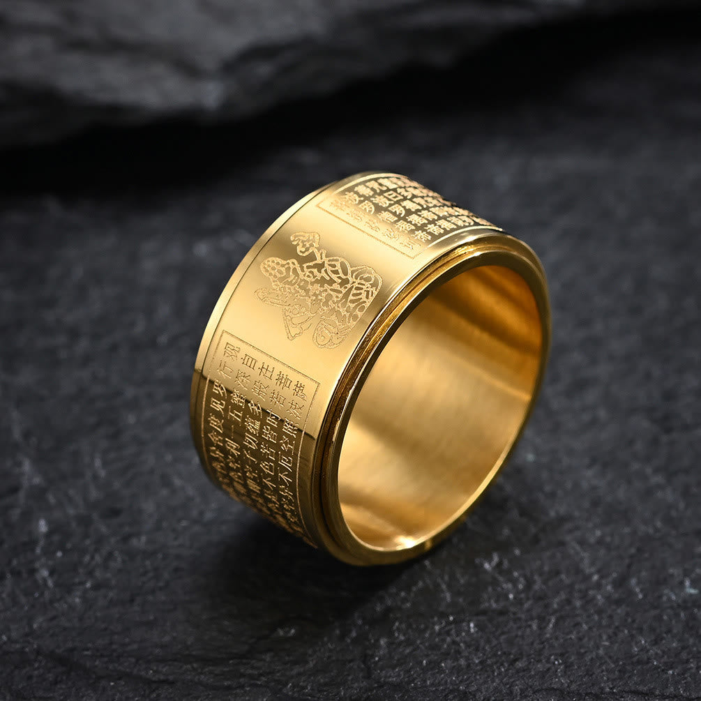 Gold Ring Tierkreis Herzsutra Ruhe chinesische Zeichen Fengshui Schutz