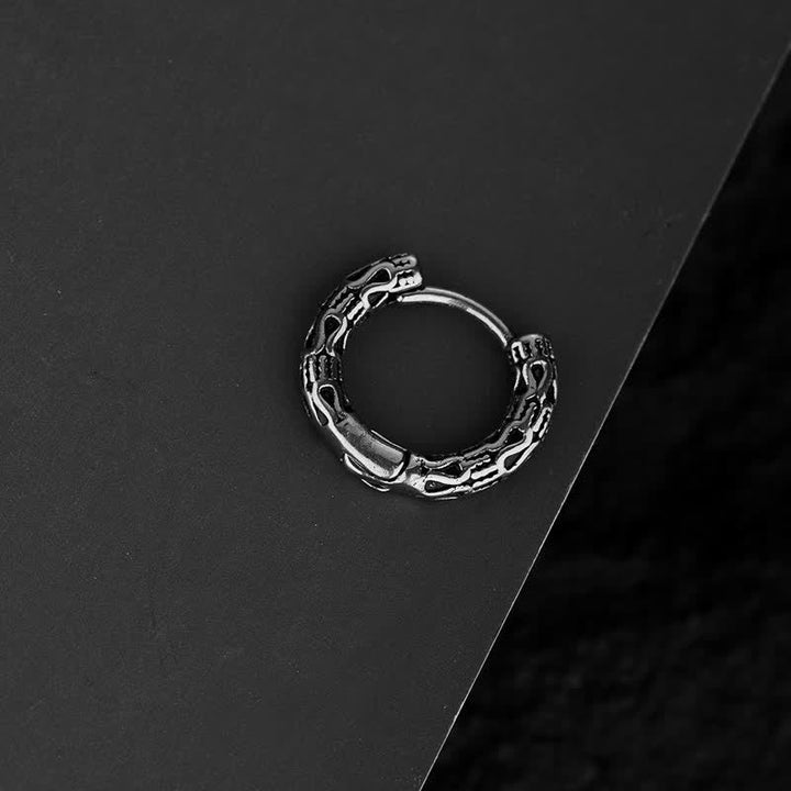 Ohrringe Titanstahl Retro-Muster Creolen dunkel Vintage Boho Schmuck spirituell