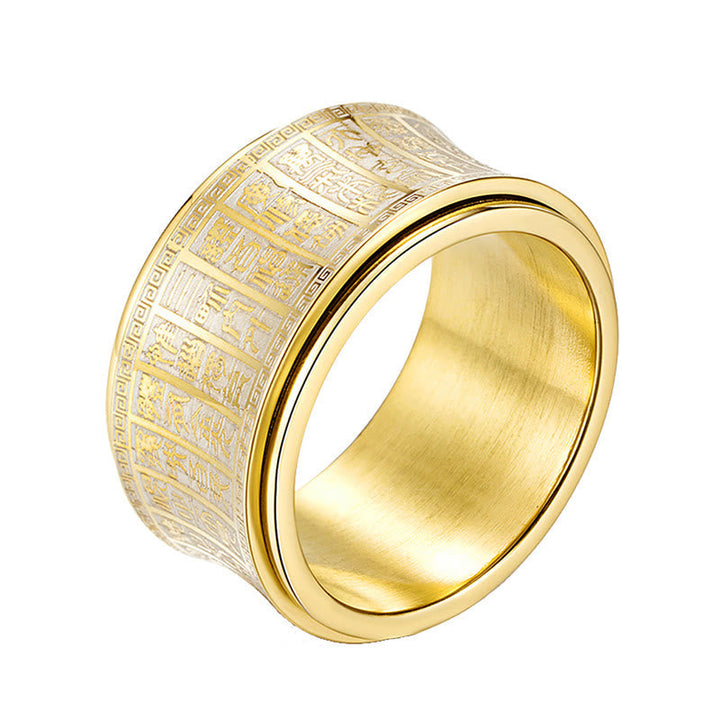 Ring Titanstahl Mantra Siegel Balance chinesische Gravur Fingerring