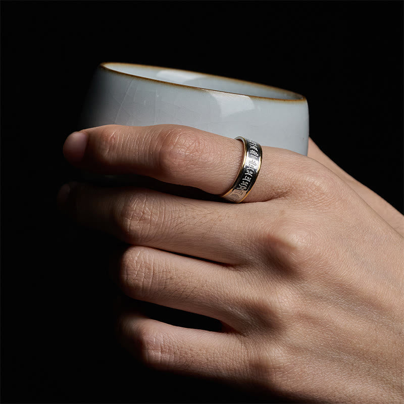 Shurangama Mantra Ring Titanstahl Balance getragen Schutz Fingerring