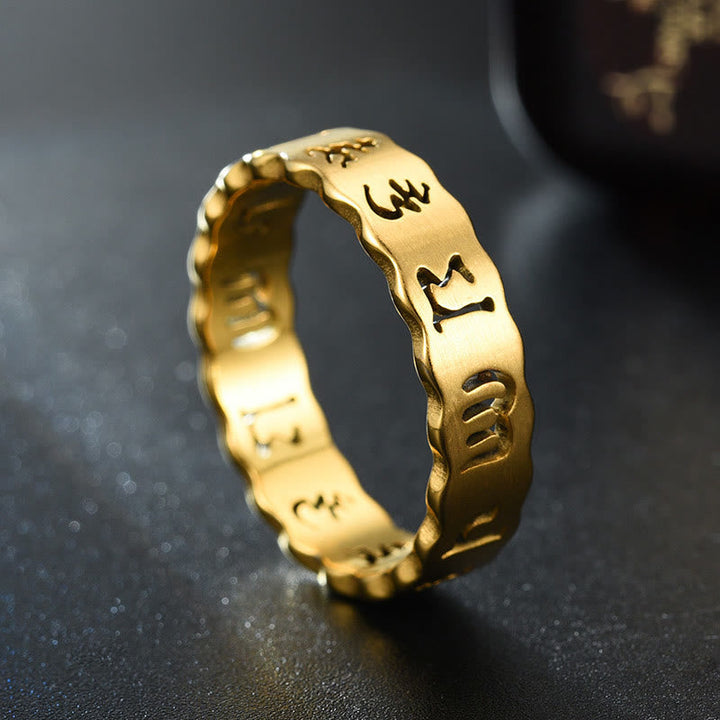 Gold Ring Tibetisches Om Mani Padme Hum Balance Meditation Schmuck