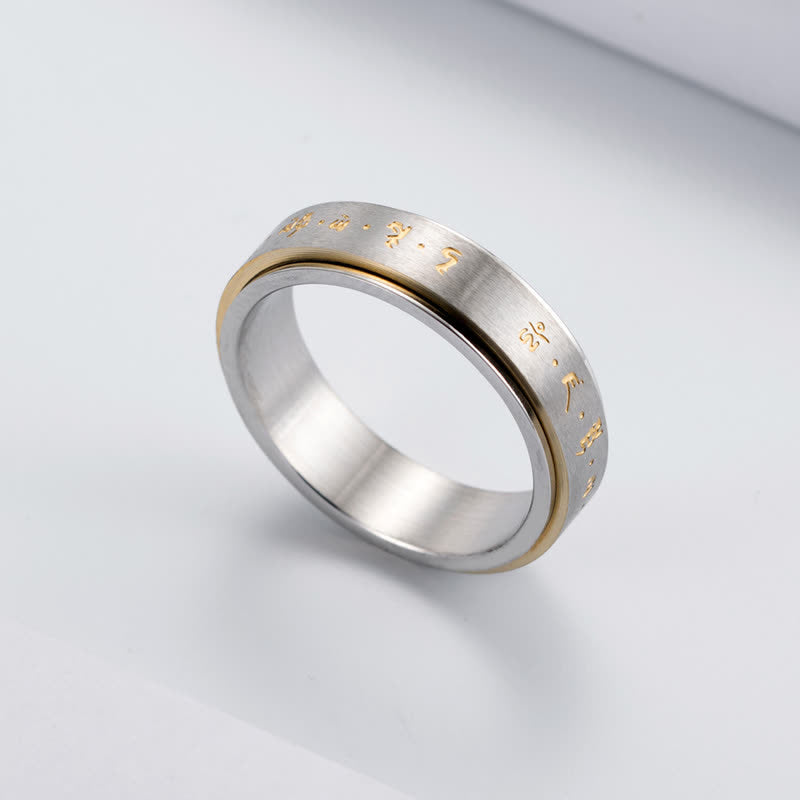 Titanstahl Ring Balance Mantra graviert Meditation spiritueller Schmuck