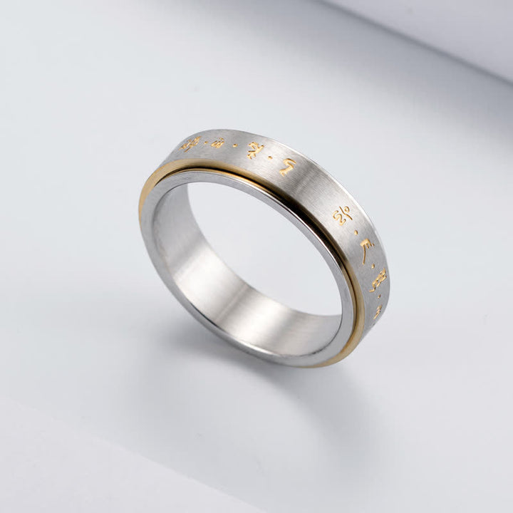 Titanstahl Ring Balance Mantra graviert Meditation spiritueller Schmuck