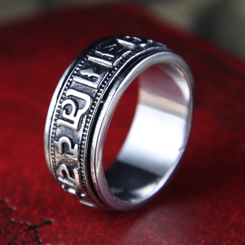 Titanstahl Ring Om Mani Padme Hum Balance Schutz Spiritualität Meditation