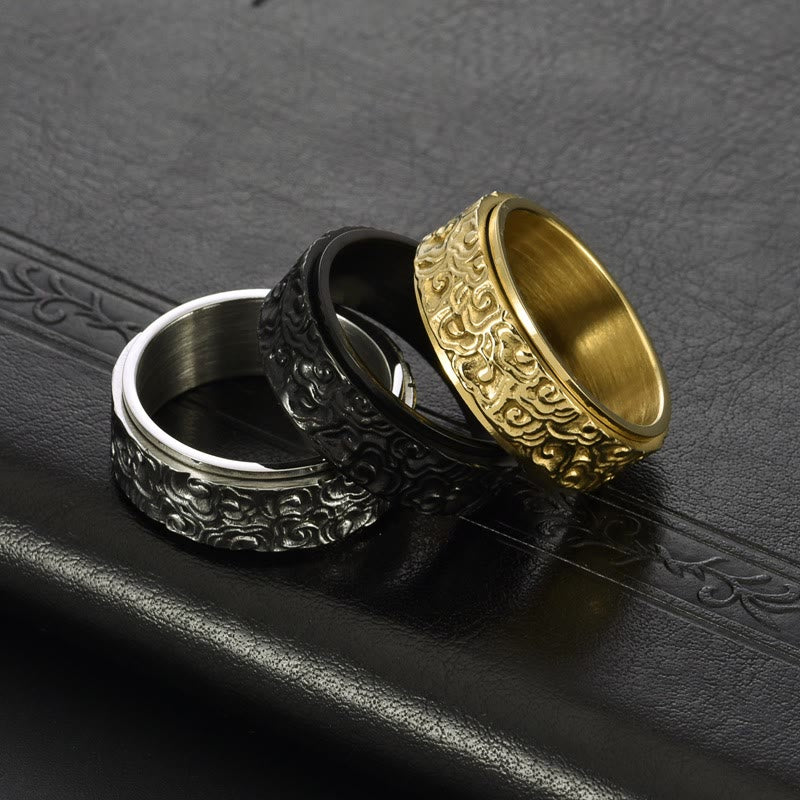 Ring Titanstahl Glückswolken Balance drei gravierte Schmuck Metallringe Set