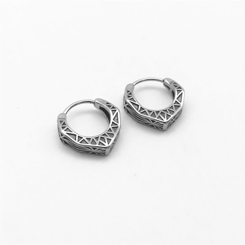 Ohrringe Titanstahl Wikinger Creolen Balance silber geometrisch Boho Schmuck spirituell