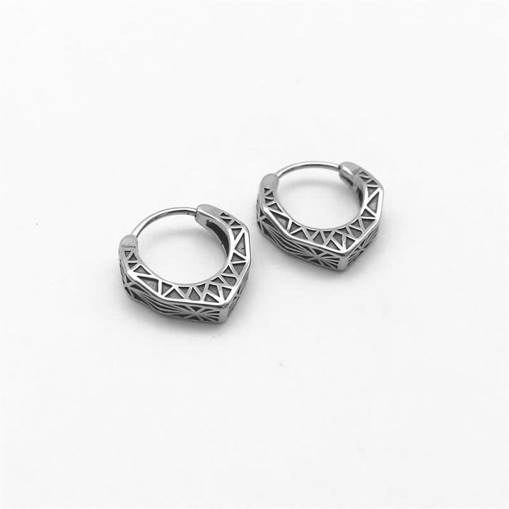 Ohrringe Titanstahl Wikinger Creolen Balance silber geometrisch Boho Schmuck spirituell