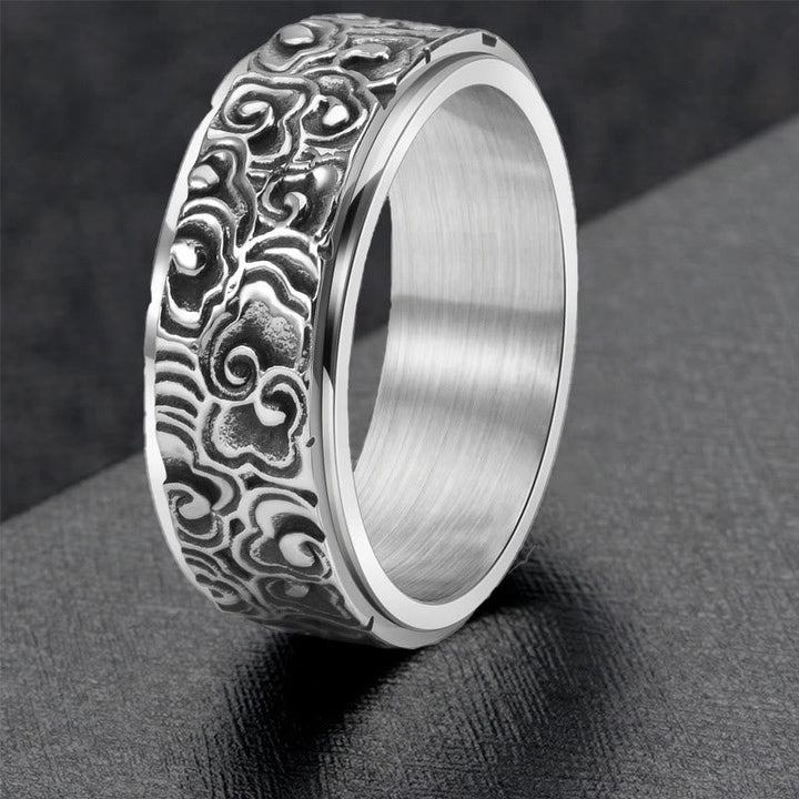 Ring Titanstahl Glückswolken Balance mit Spiralen Muster Design