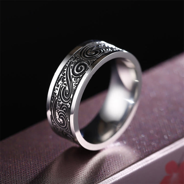 Titanstahl Ring Segenswolken Muster Wohlstand Schutz Feng Shui