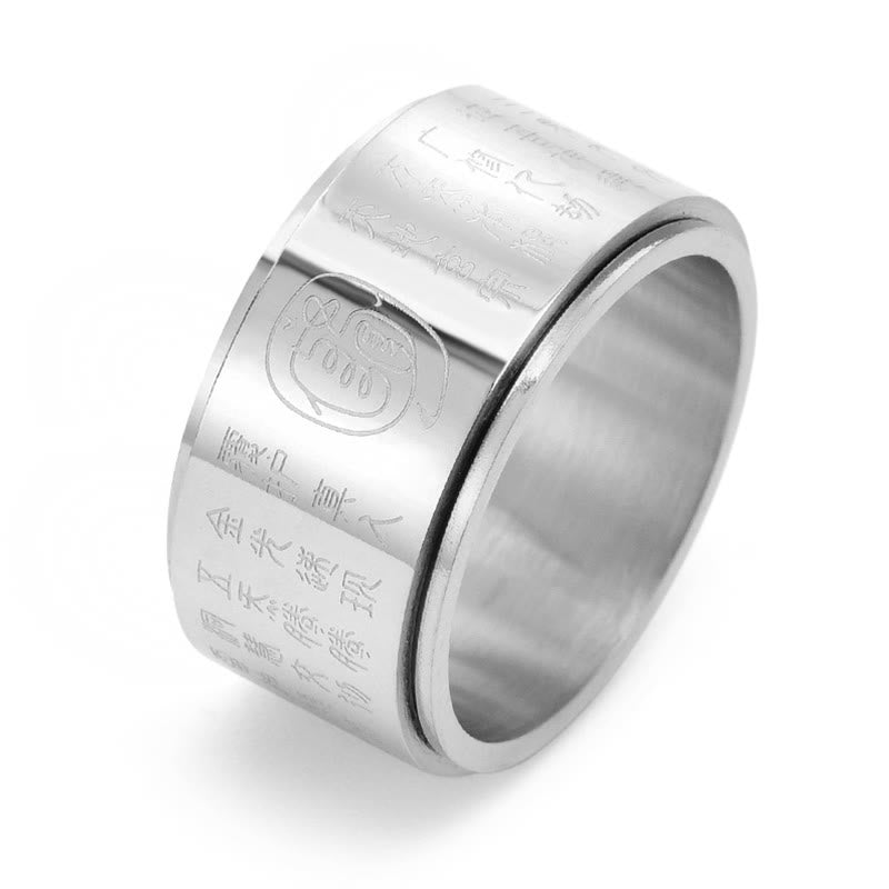 Titanstahl Ring mit goldenem Mantra Balance graviert Fengshui Schutz