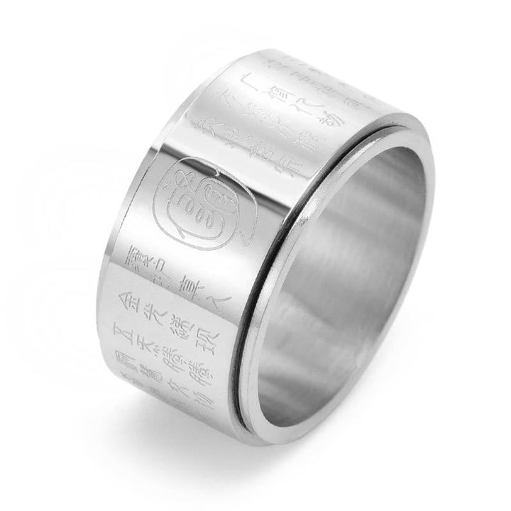Titanstahl Ring mit goldenem Mantra Balance graviert Fengshui Schutz