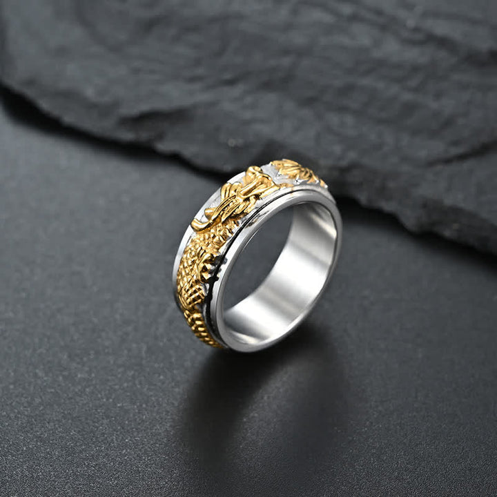 Ring Drachen Titanstahl gold silber Pixiu Feng Shui Glück Schutz