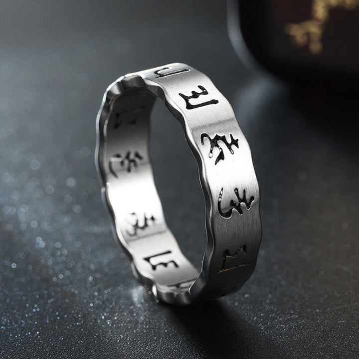 Ring Titanstahl Tibetisches Om Mani Padme Hum Balance Meditation Spiritualität