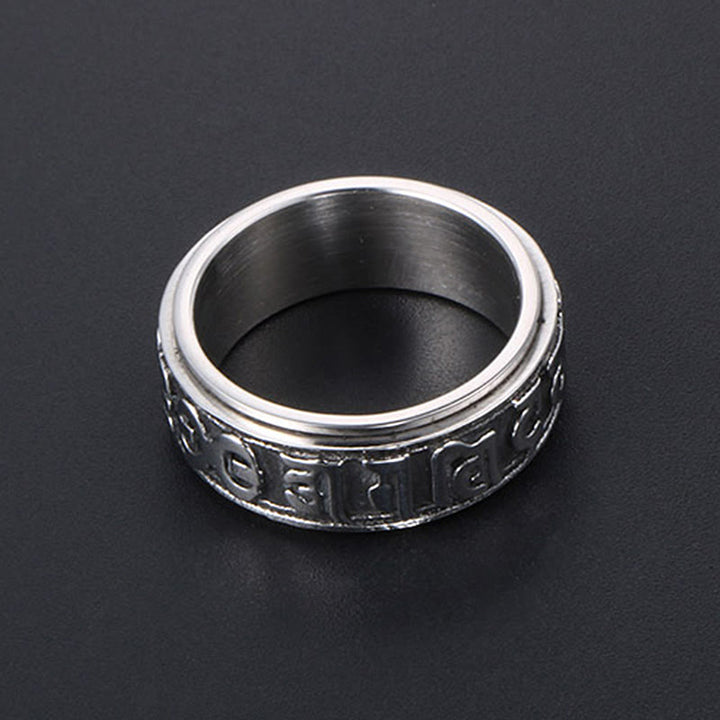 Ring Titanstahl Om Mani Padme Hum Balance Silber Schmuck
