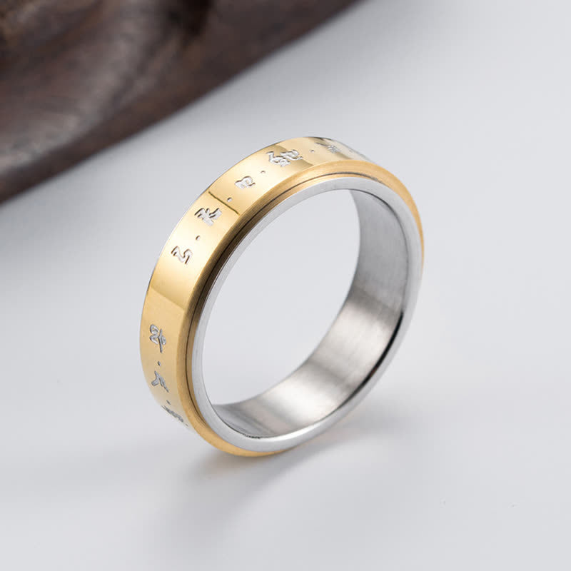Ring aus Titanstahl mit Balance Mantra Gravur Meditation Schutz