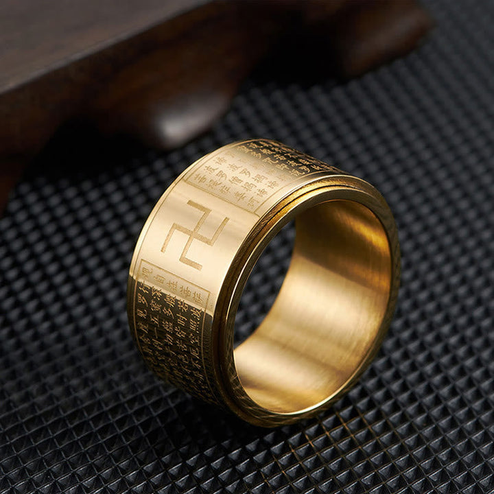 Herzsutra Ring Titanstahl mit Gravur Glück Schutz Feng Shui