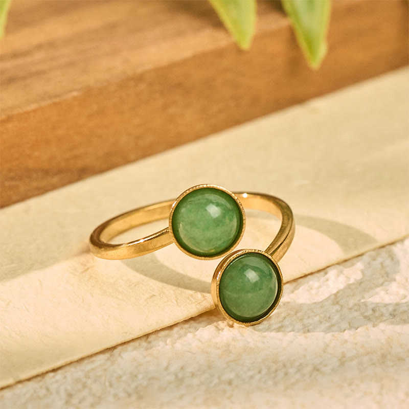 Grüner Jade Ring Titanstahl – Balance & Ruhe Harmonie Glück