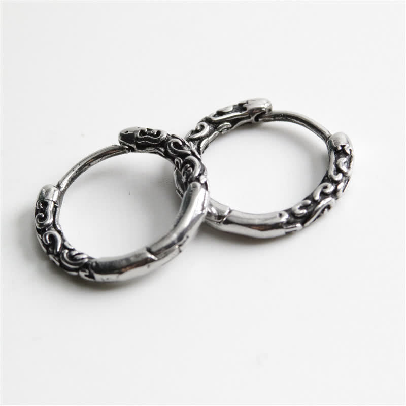 Ohrringe Titanstahl Keltisch Creolen Silber Boho Schmuck spirituell Ornament