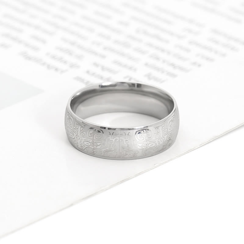 Ring Titanstahl Taotie – Glück & Wohlstand