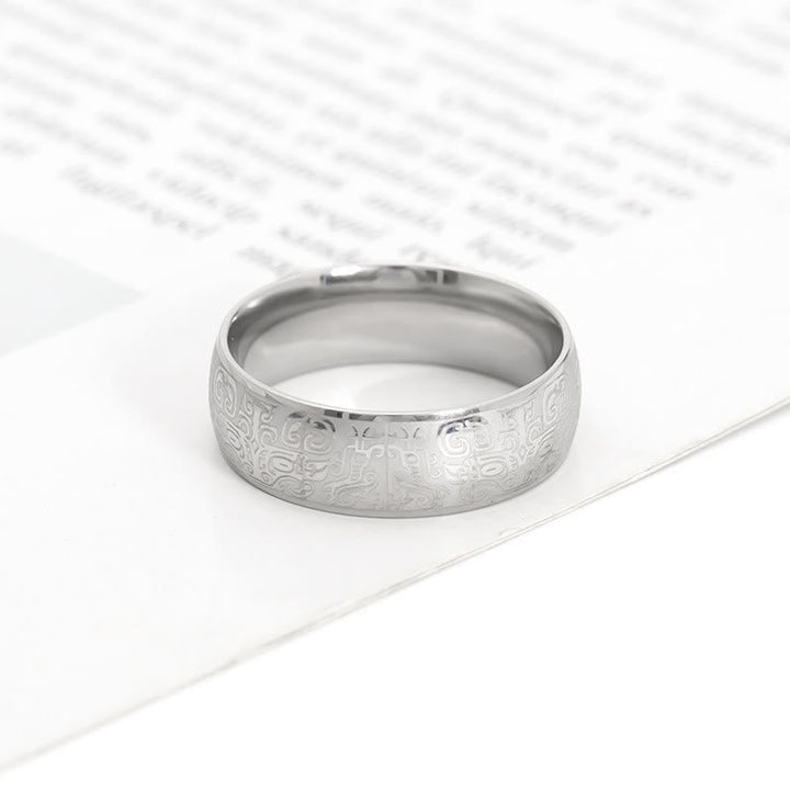 Ring Titanstahl Taotie – Glück & Wohlstand