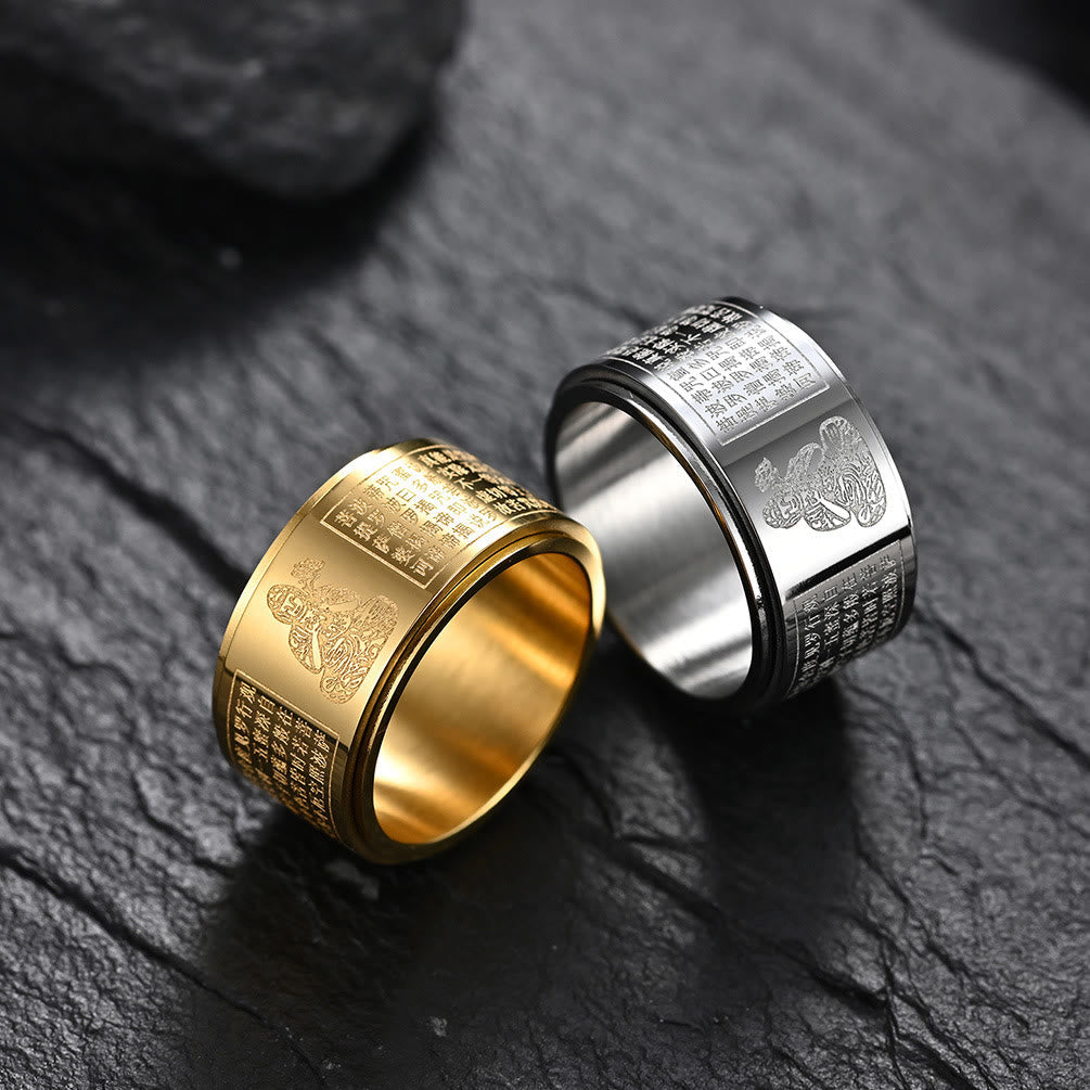 Titanstahl Ring Herzsutra Tierkreis Ruhe Gold Silber Paar
