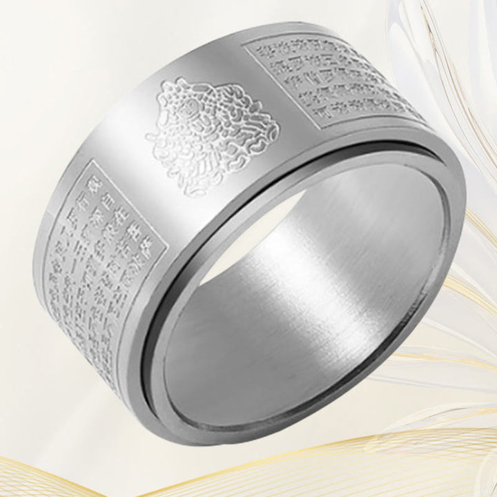 Ring Titanstahl Tierkreis Herzsutra Schutz Glück Harmonie Ruhe