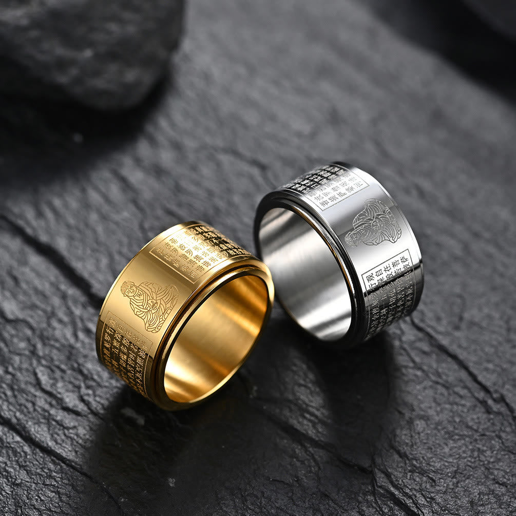Titanstahl Ring Tierkreis Herzsutra Gold Silber graviert Schmuck Ruhe