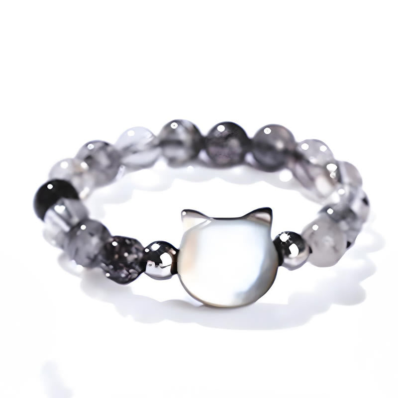 Ring Rutilquarz Katze Charm Feng Shui Schutz Glück Kupfer Armband