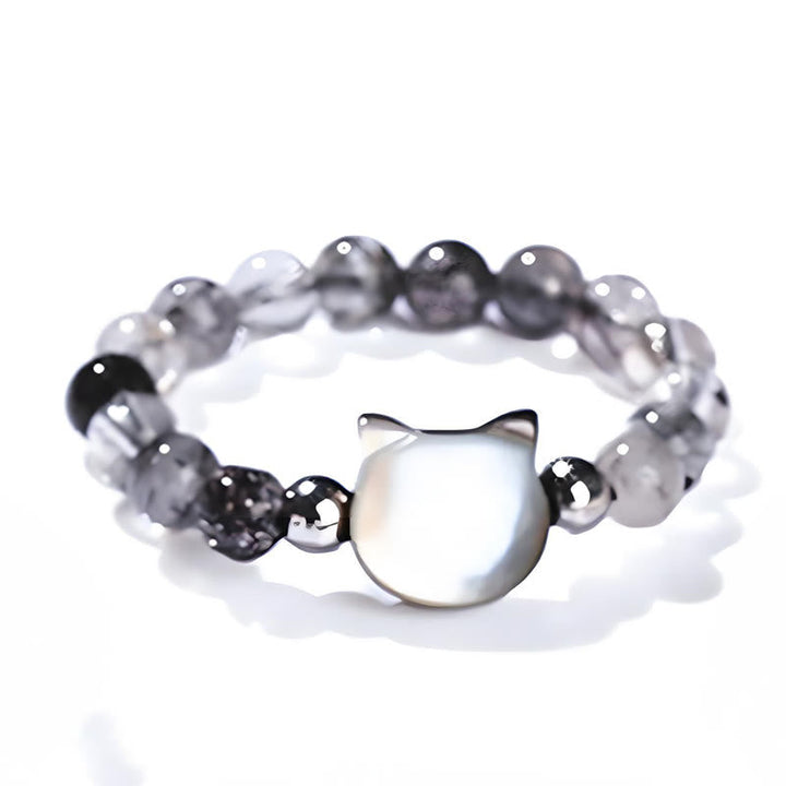 Ring Rutilquarz Katze Charm Feng Shui Schutz Glück Kupfer Armband
