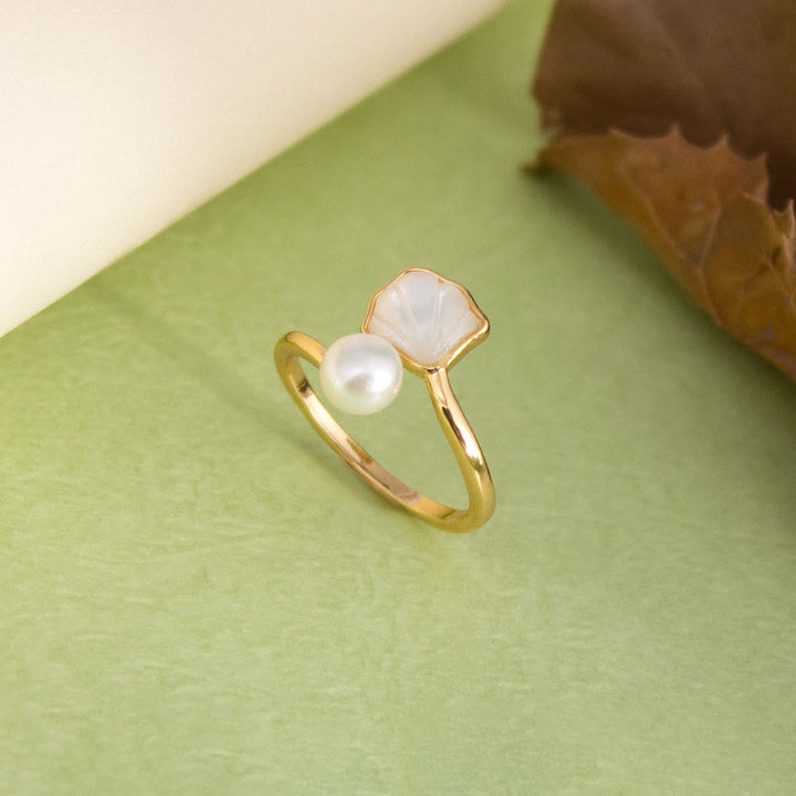 Ohrringe Tridacna Perle Ginkgo