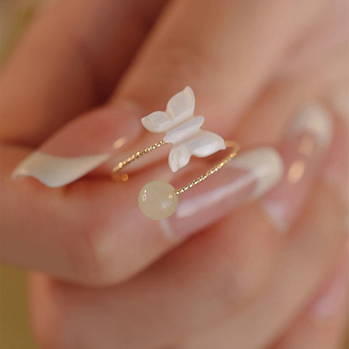 Ring Hetian Jade Tridacna Schmetterling – Wohlstand