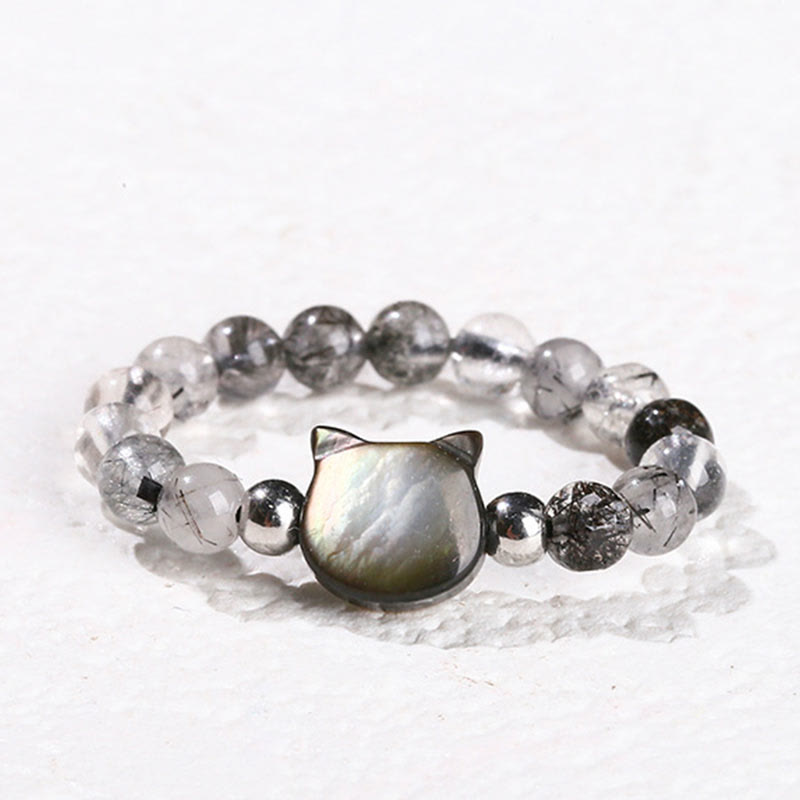 Ring Rutilquarz Tridacna Hase Katze