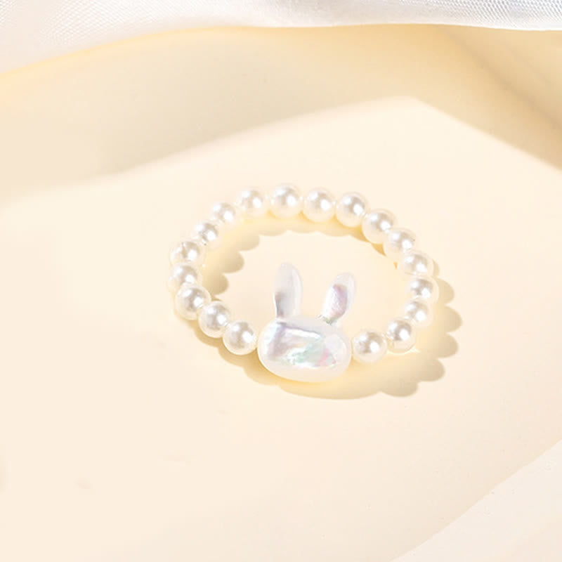 Ring Tridacna Hase – Segen Armband weiße Perlen Glück Schutz