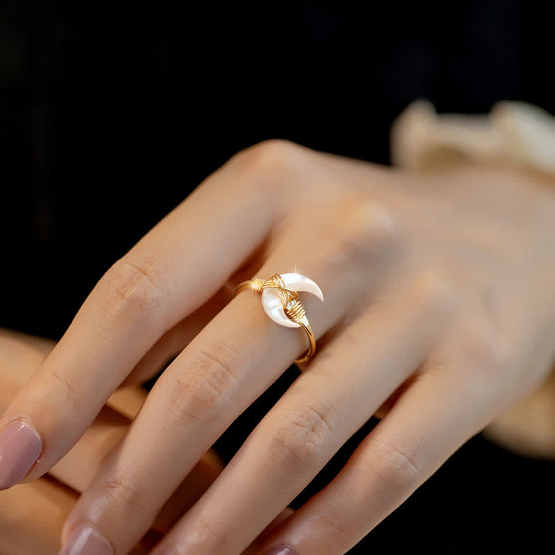 Ring 14K Gold Tridacna Mond Segen Energie Schutz Harmonie