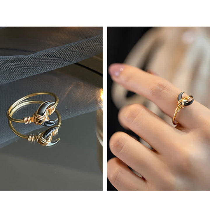 Eleganter Tridacna Ring 14K Gold Mond – Segen Fingerring
