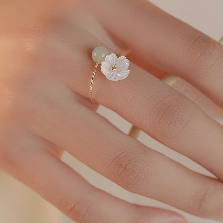 Weißer Schmetterling Jade Ring Hetian Tridacna Wohlstand Glück